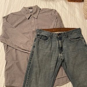Men’s button-down shirt and Jeans